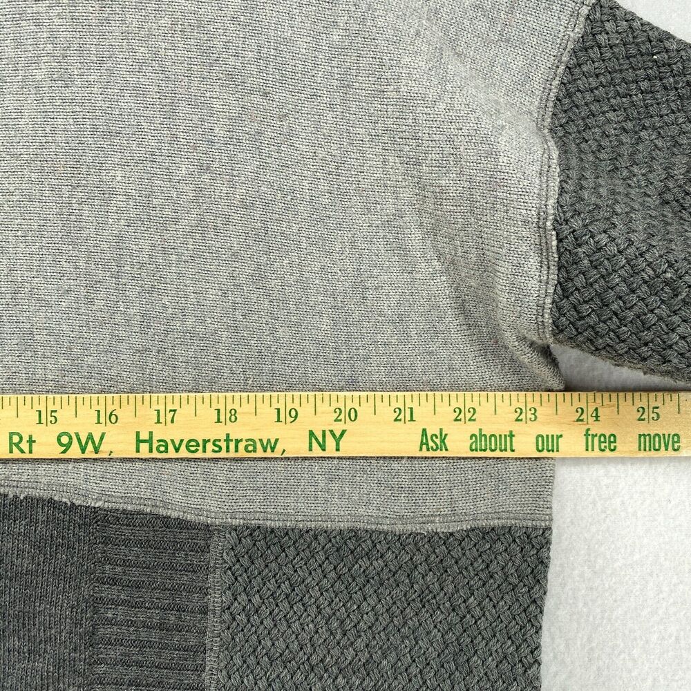 FISHER FOUND Sweater S EILEEN FISHER Patchwork Crafted Jumper Crochet Gray USA - Picture 12 of 13